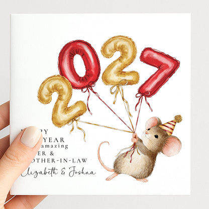 Personalised Happy New Year 2027 Hand Drawn Xmas Card, Custom Name Christmas Card, Sister and Brother-in-law WhimsiLilley