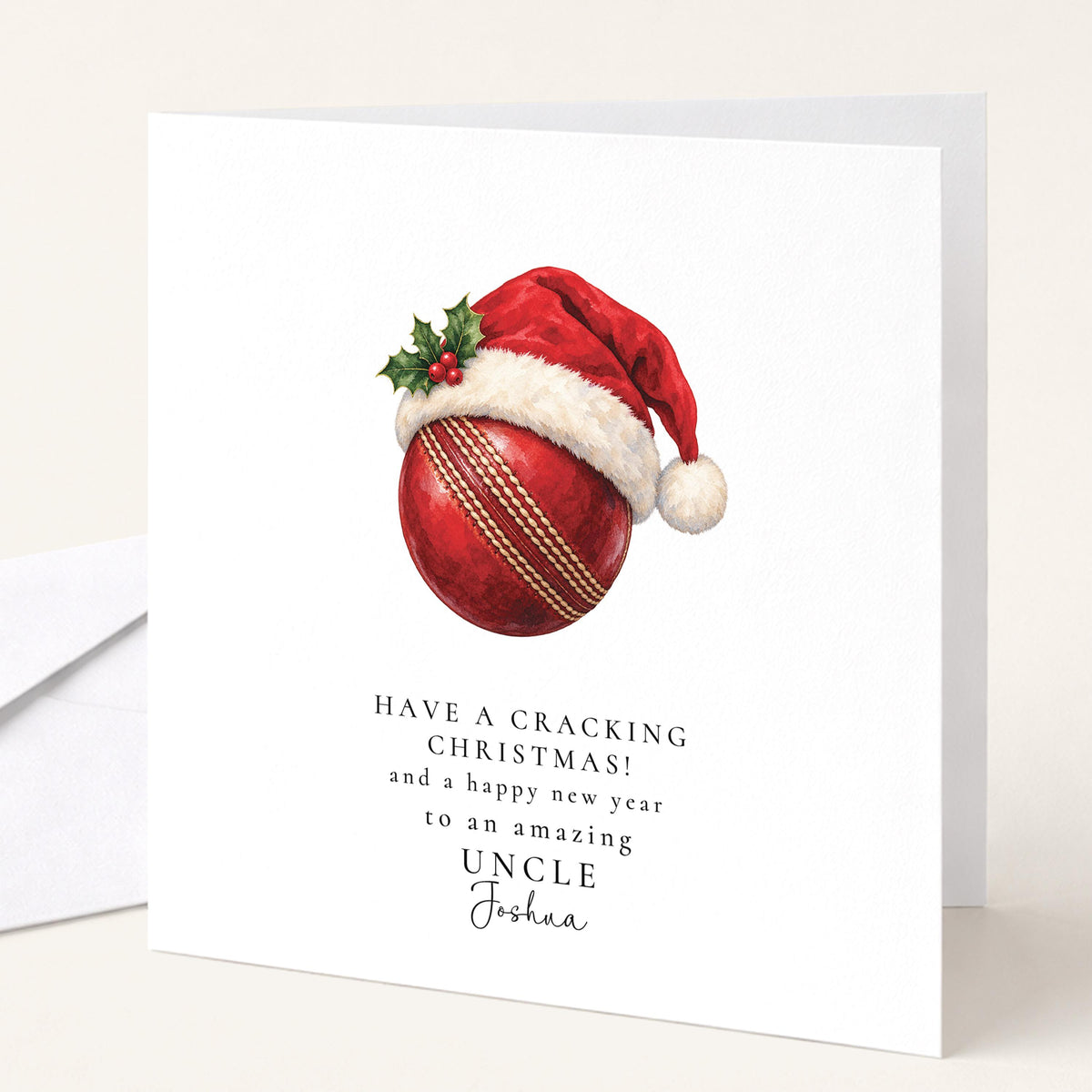 Personalised Brother Christmas Card, Cricket Santa Hat, Have A Cracking Christmas, Custom Name Card WhimsiLilley