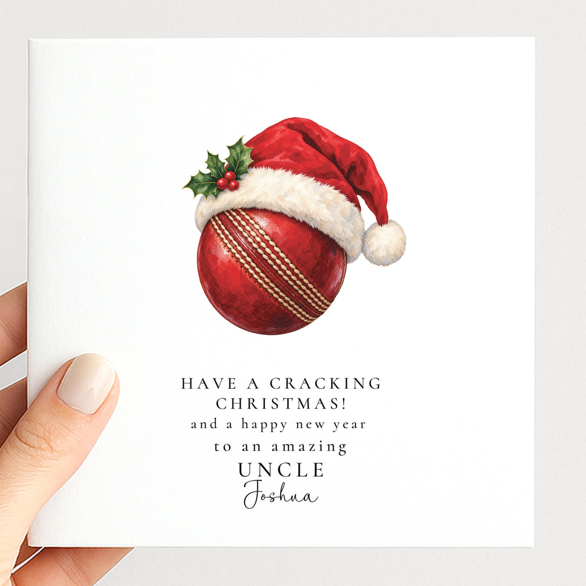 Personalised Brother Christmas Card, Cricket Santa Hat, Have A Cracking Christmas, Custom Name Card WhimsiLilley