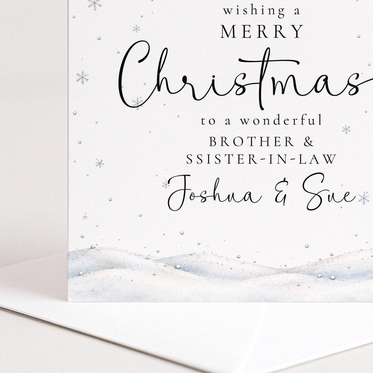 Personalised Brother & Sister-in-Law Christmas Card, Elegant Snowy Red Bauble Xmas Card With Names, Keepsake Xmas Card WhimsiLilley