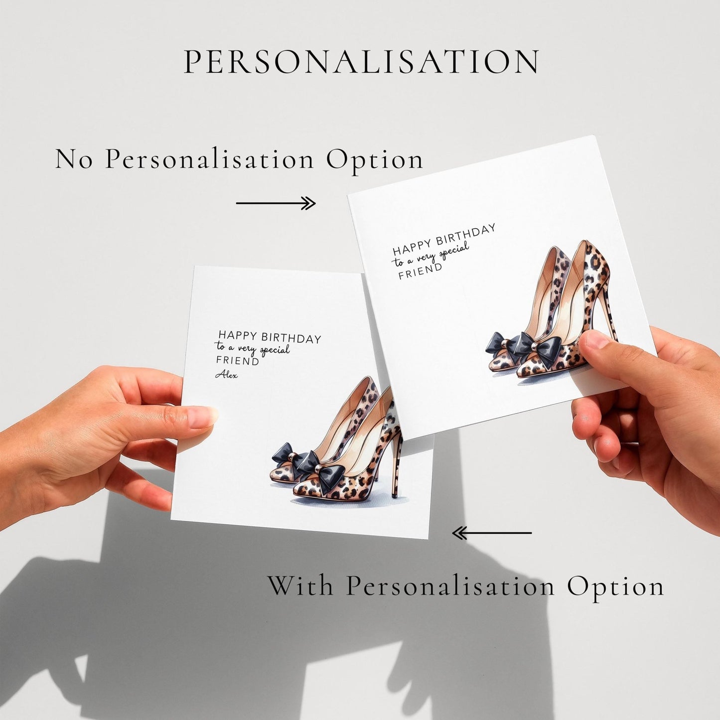 Leopard Print Birthday Card – Stylish Fashion Greeting with High Heel Design - Whimsi Lilley