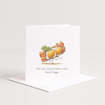 Love Greeting Card - We Go Together Like Bacon and Eggs - Personalised Anniversary Card - Whimsi Lilley