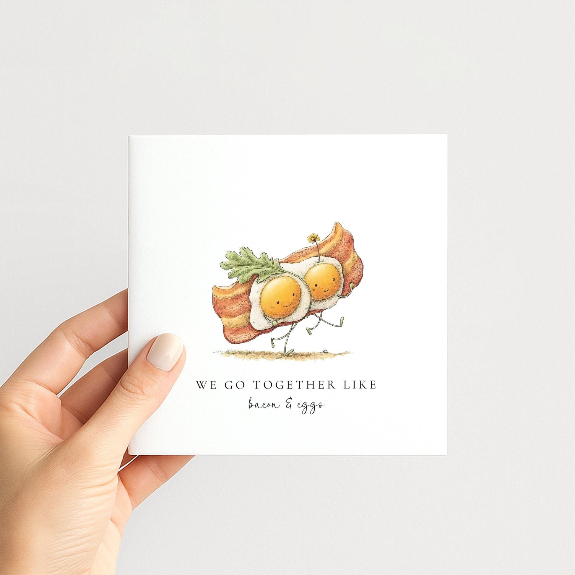 Love Greeting Card - We Go Together Like Bacon and Eggs - Personalised Anniversary Card - Whimsi Lilley
