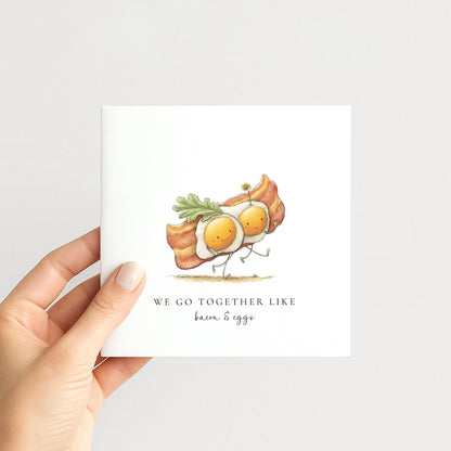 Love Greeting Card - We Go Together Like Bacon and Eggs - Personalised Anniversary Card - Whimsi Lilley