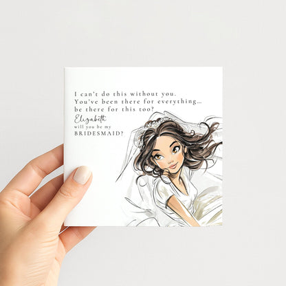 Whimsi Lilley Maid of Honour Proposal Card with "Will You Be My Maid of Honour" message, featuring elegant floral design.