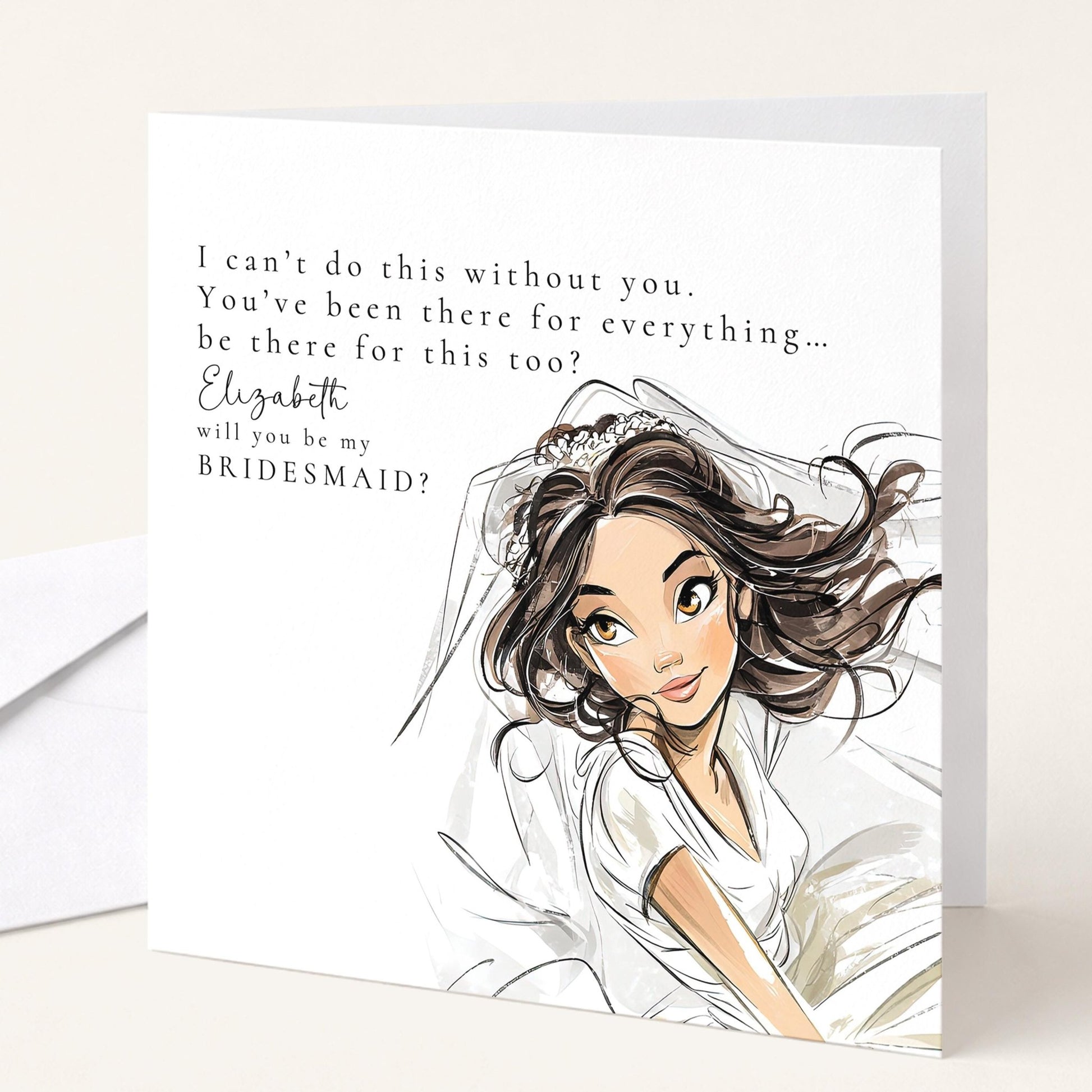 Whimsi Lilley Maid of Honour Proposal Card with "Will You Be..." message, featuring elegant floral design.