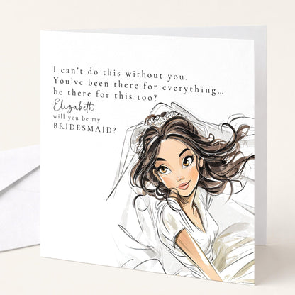 Whimsi Lilley Maid of Honour Proposal Card with "Will You Be..." message, featuring elegant floral design.