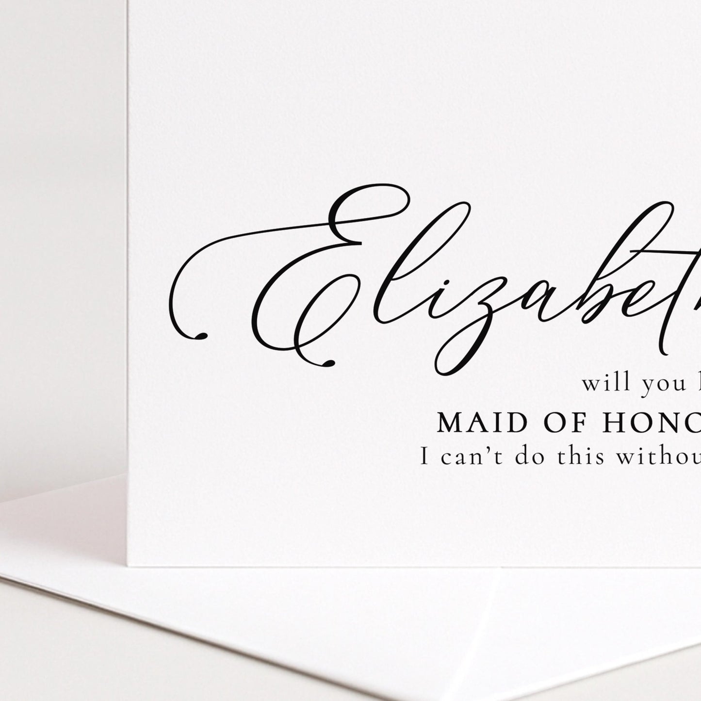 Whimsi Lilley Maid of Honour Proposal Card with "Will You Be My Maid of Honour?" message on elegant white card.