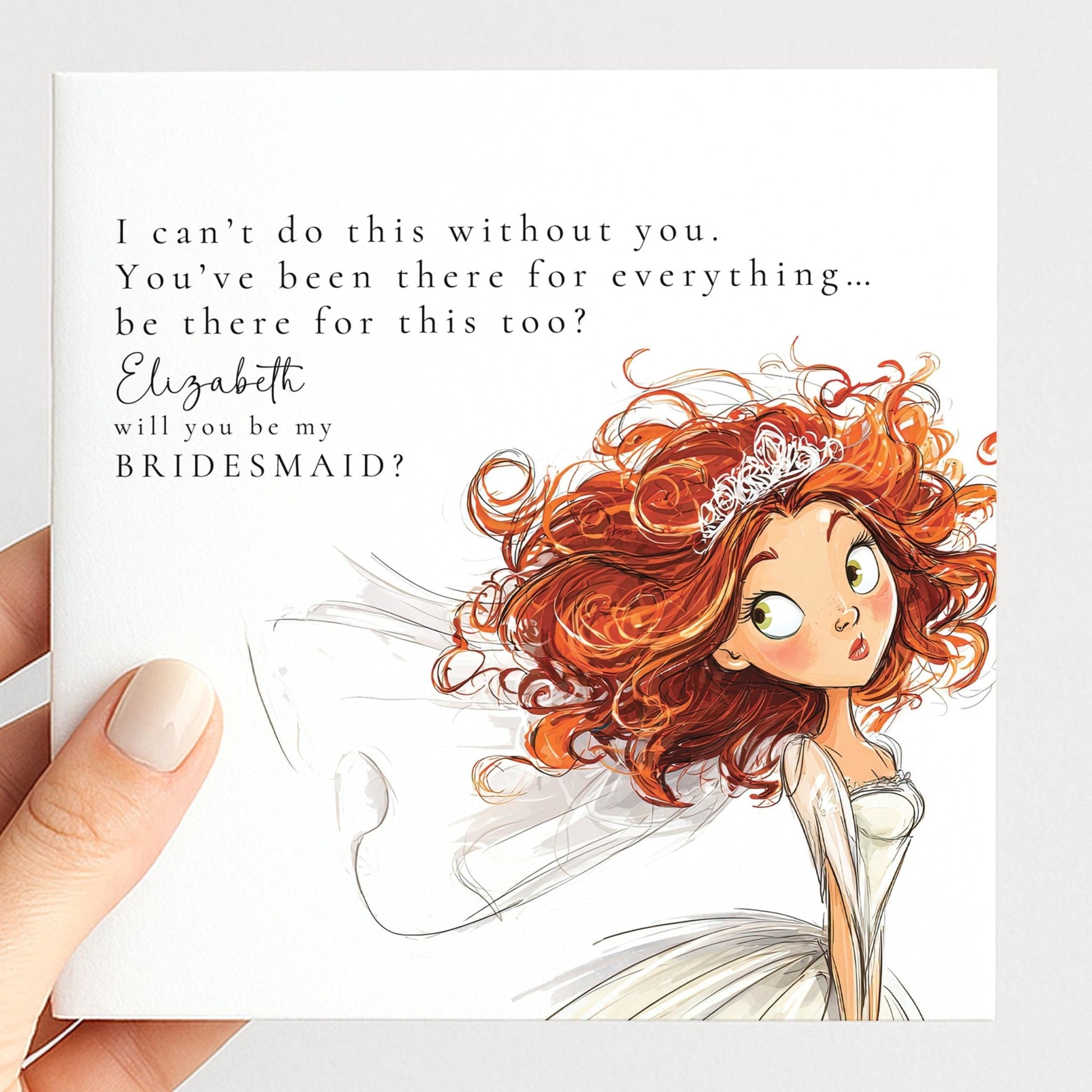 Whimsi Lilley Maid of Honour Proposal Card with "Will You Be My Maid of Honour" message on elegant card design