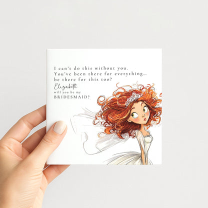 Whimsi Lilley Maid of Honour Proposal Card with "Will You Be..." message, featuring elegant floral design on white background.