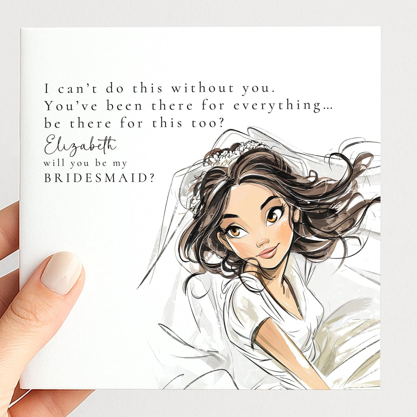 Whimsi Lilley Maid of Honour Proposal Card with "Will You Be My Maid of Honour" message in elegant design.