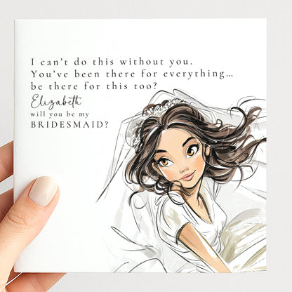Whimsi Lilley Maid of Honour Proposal Card with "Will You Be My Maid of Honour" message in elegant design.