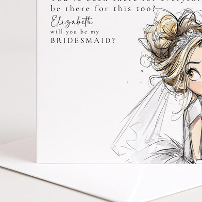 Whimsi Lilley Maid of Honour Proposal Card with "Will You Be My Maid of Honour" message on cream background.