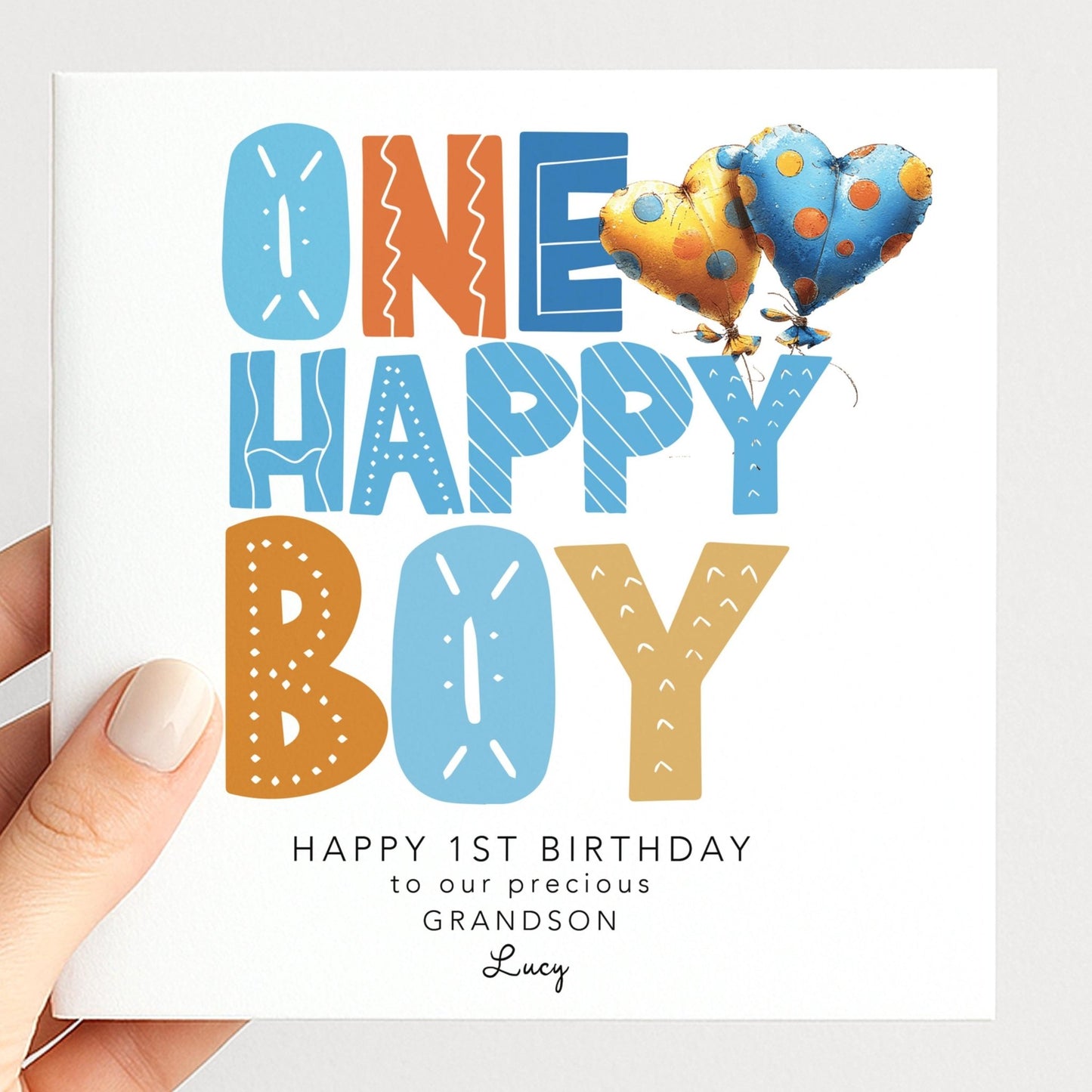 Personalised 1st Birthday Card Grandson - Whimsi Lilley
