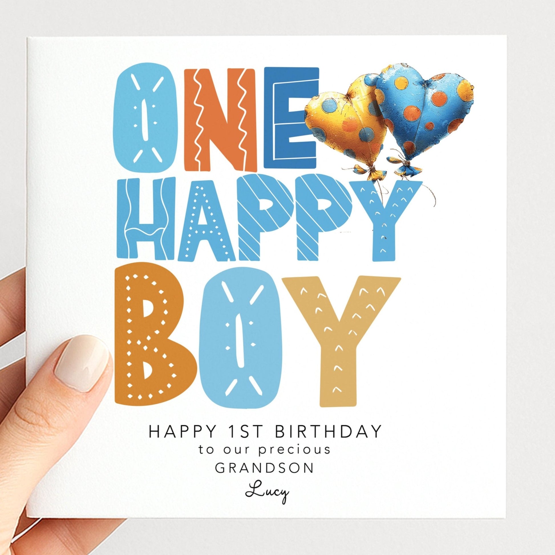 Personalised 1st Birthday Card Grandson - Whimsi Lilley