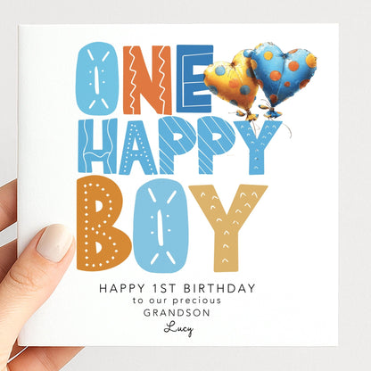 Personalised 1st Birthday Card Grandson - Whimsi Lilley