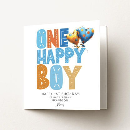 Personalised 1st Birthday Card Grandson - Whimsi Lilley