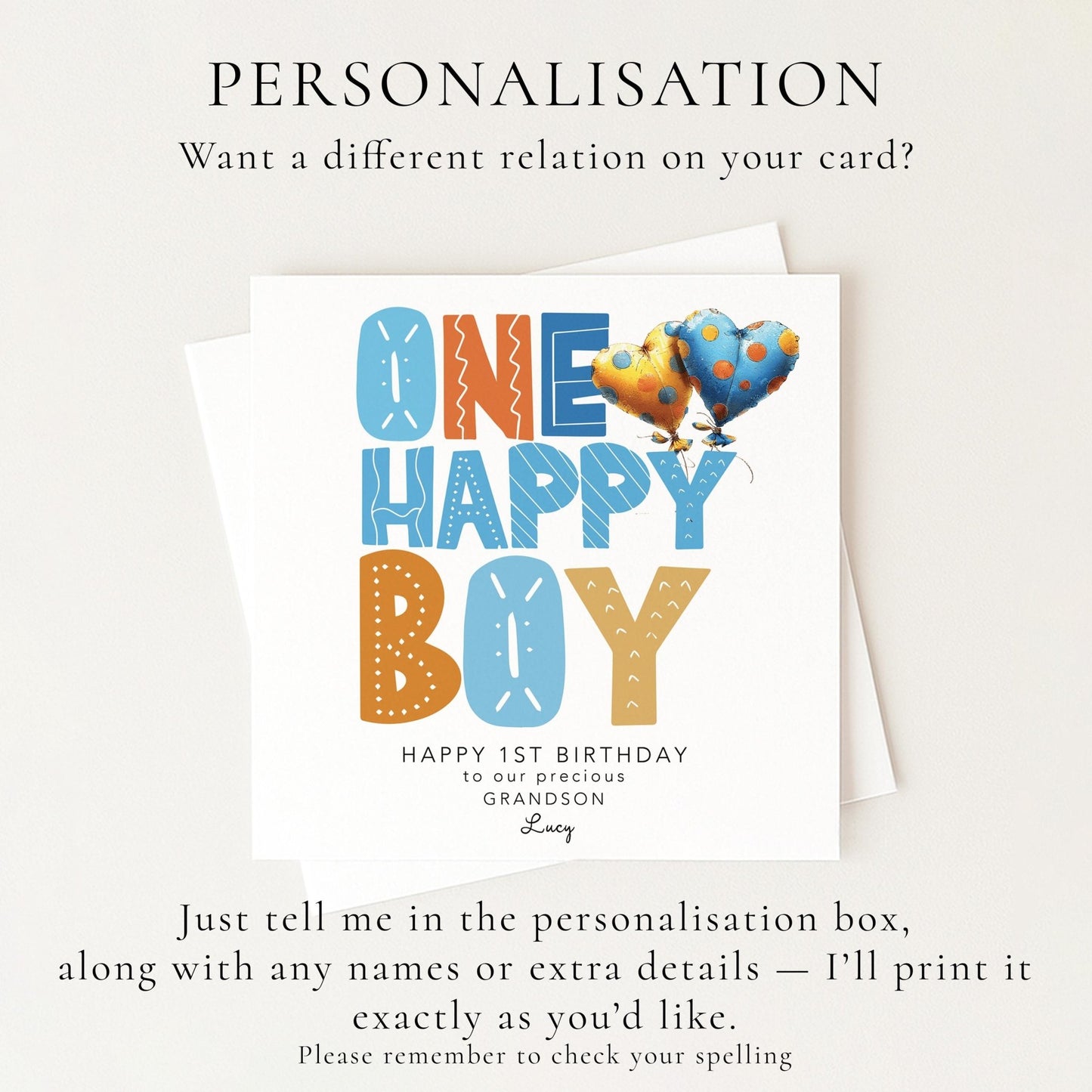 Personalised 1st Birthday Card Grandson - Whimsi Lilley