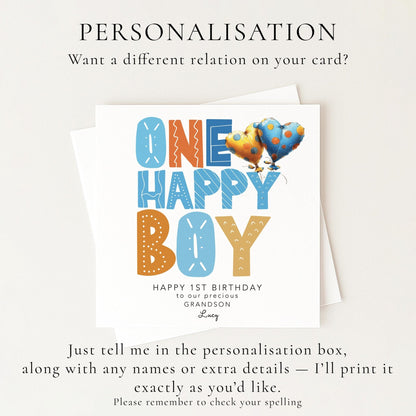 Personalised 1st Birthday Card Grandson - Whimsi Lilley