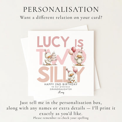 Personalised 2nd Birthday Card Granddaughter - Whimsi Lilley