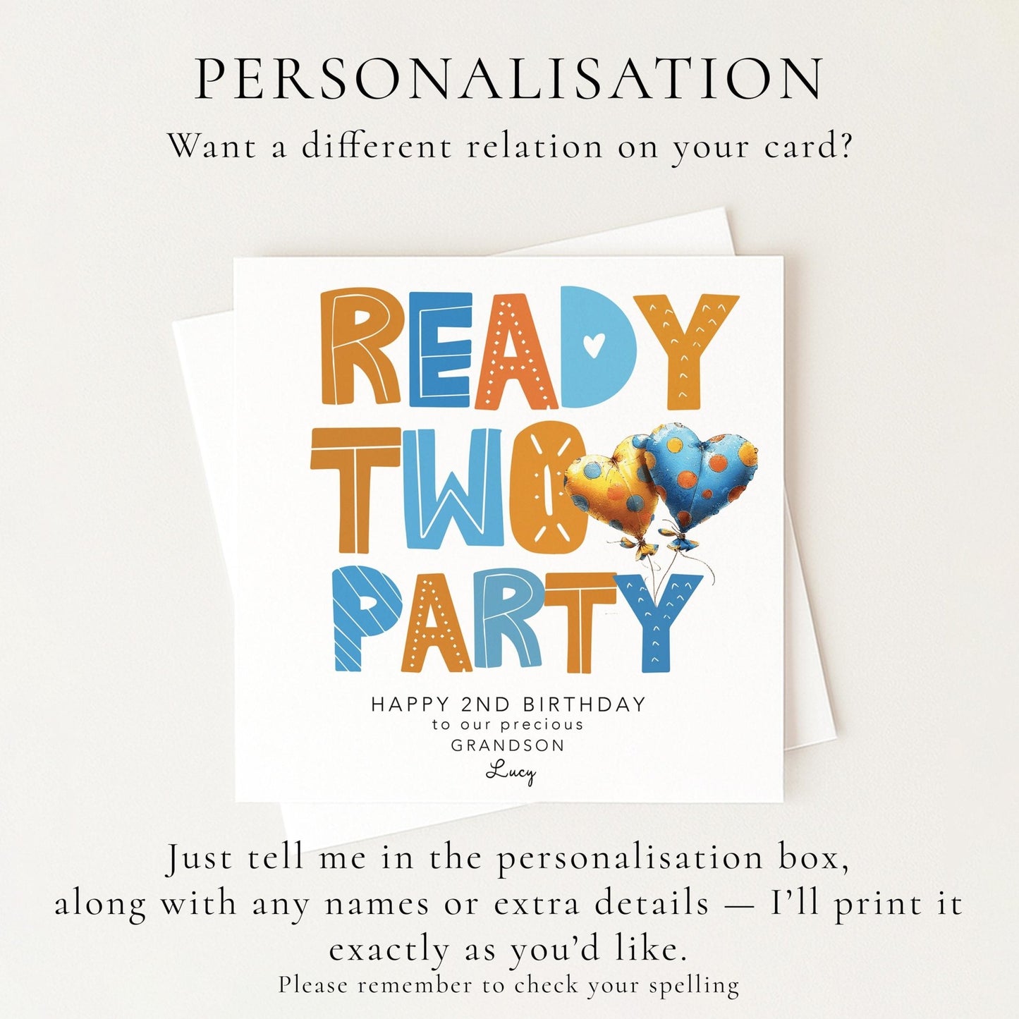 Personalised 2nd Birthday Card Grandson - Whimsi Lilley