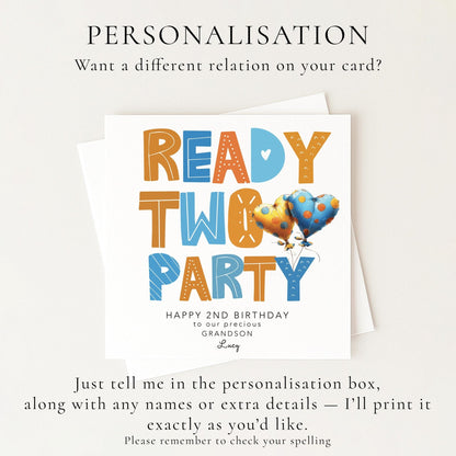Personalised 2nd Birthday Card Grandson - Whimsi Lilley