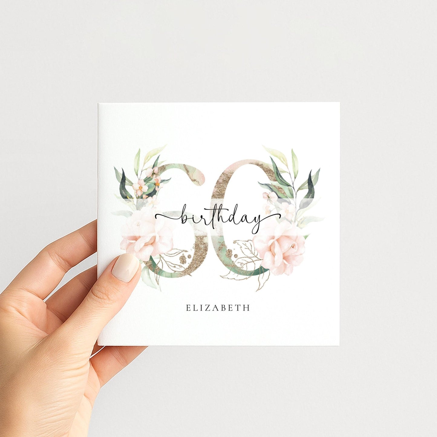 Personalised 60th Birthday Card – Elegant Floral Milestone Keepsake - Whimsi Lilley