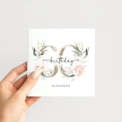 Personalised 60th Birthday Card – Elegant Floral Milestone Keepsake - Whimsi Lilley