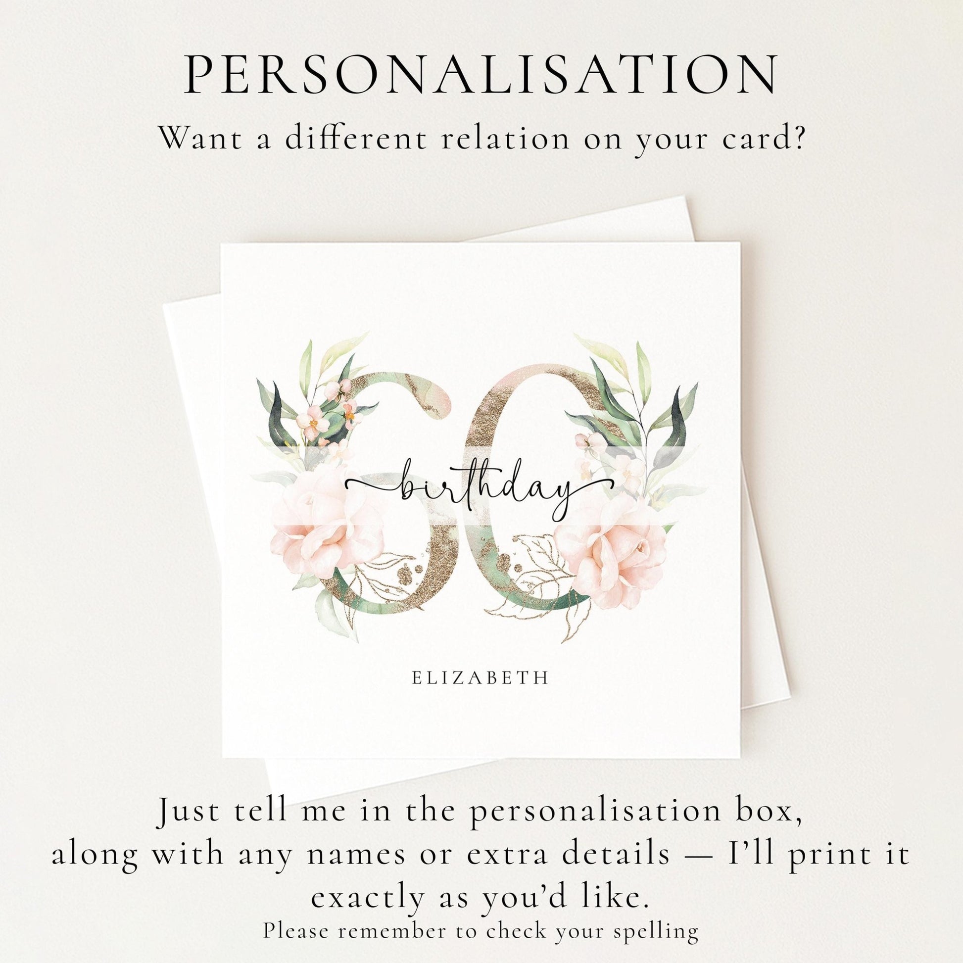 Personalised 60th Birthday Card – Elegant Floral Milestone Keepsake - Whimsi Lilley
