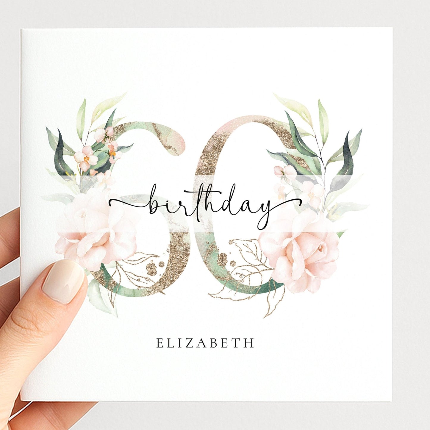 Personalised 60th Birthday Card – Elegant Floral Milestone Keepsake - Whimsi Lilley
