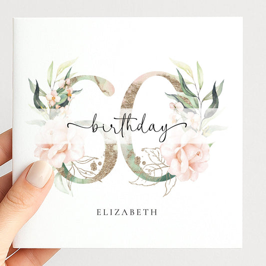 Personalised 60th Birthday Card – Elegant Floral Milestone Keepsake - Whimsi Lilley