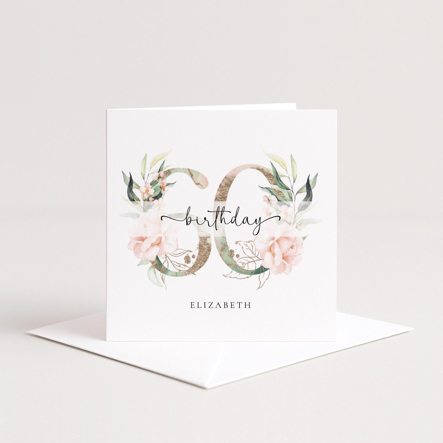 Personalised 60th Birthday Card – Elegant Floral Milestone Keepsake - Whimsi Lilley