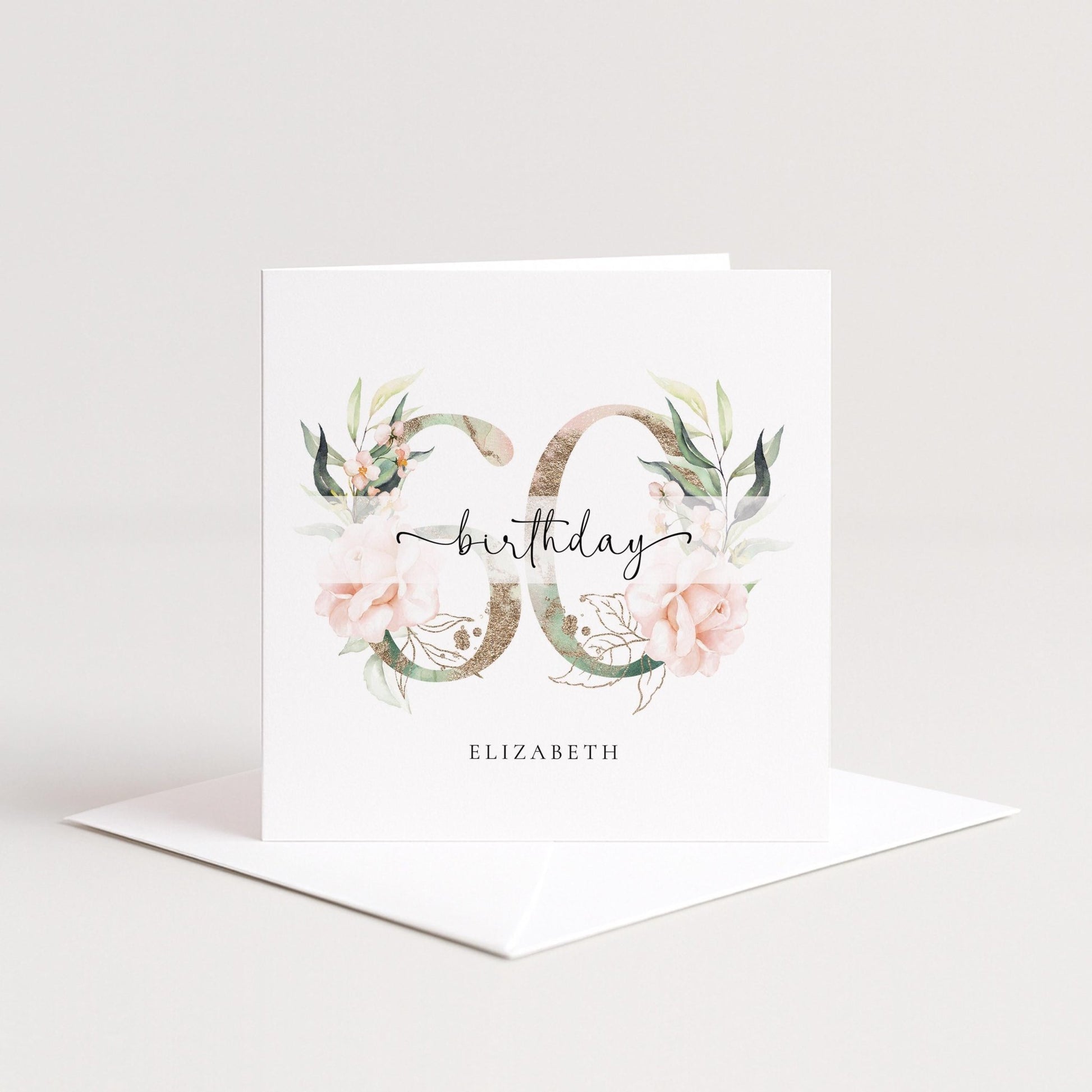 Personalised 60th Birthday Card – Elegant Floral Milestone Keepsake - Whimsi Lilley