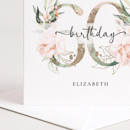 Personalised 60th Birthday Card – Elegant Floral Milestone Keepsake - Whimsi Lilley