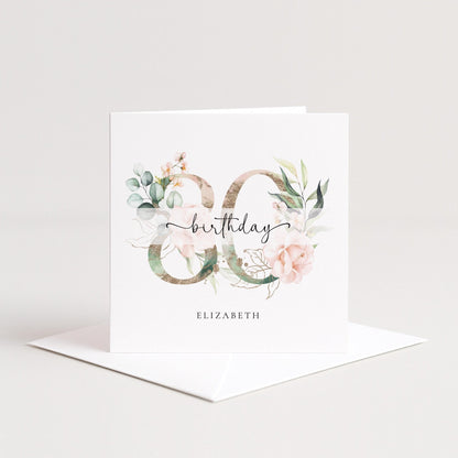 Personalised 80th Birthday Card – Elegant Floral Milestone Keepsake For Grandma - Whimsi Lilley