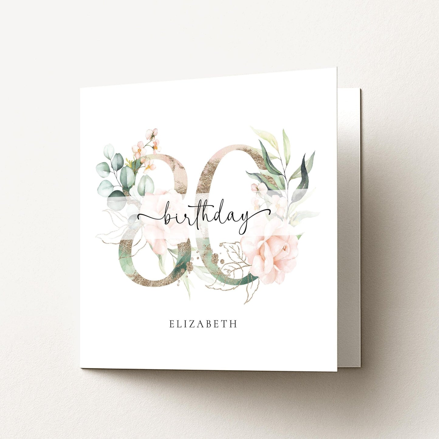 Personalised 80th Birthday Card – Elegant Floral Milestone Keepsake For Grandma - Whimsi Lilley