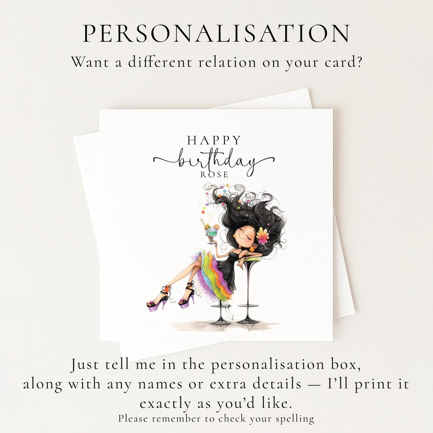 Personalised Birthday Card for Her - Whimsi Lilley