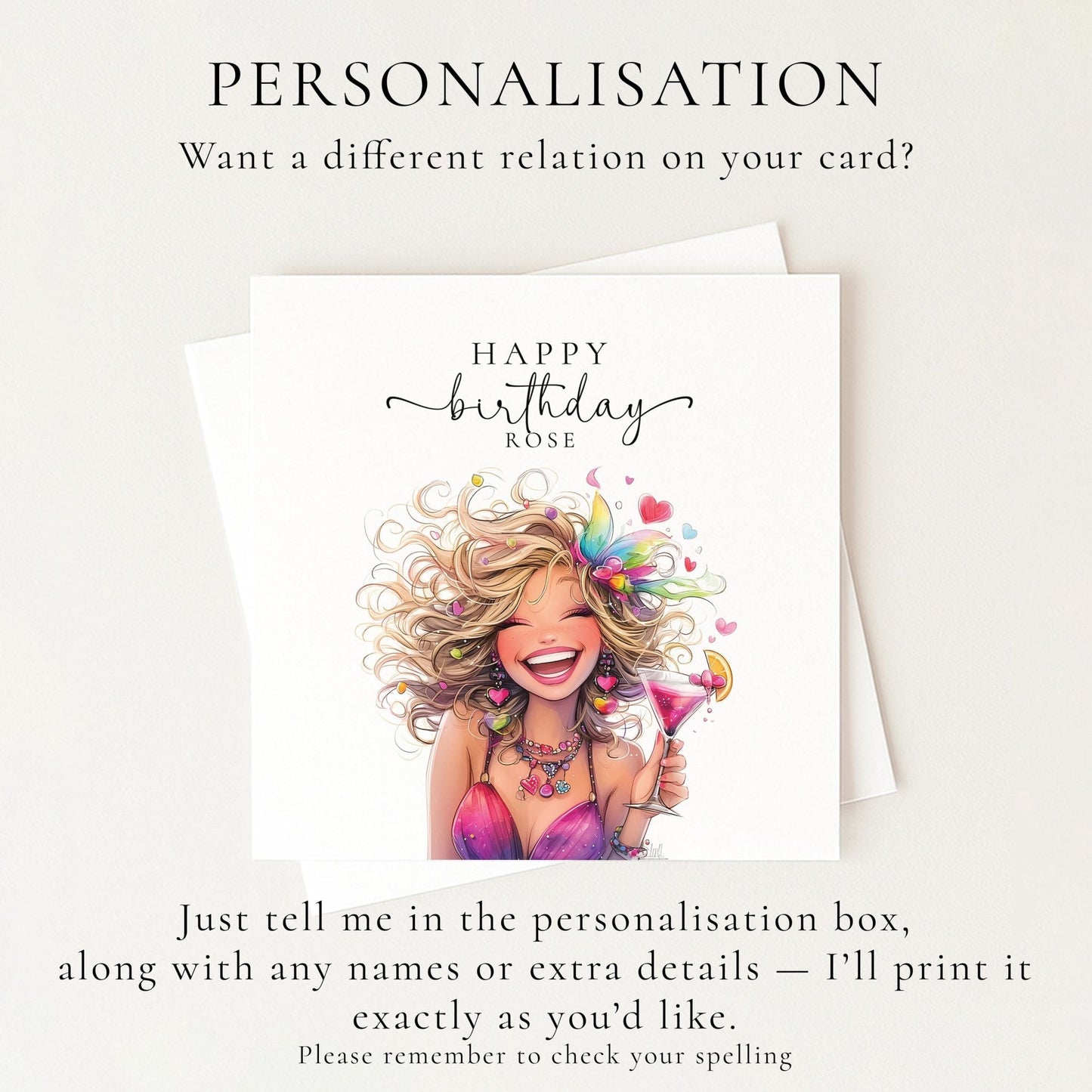 Personalised Birthday Card for Her - Whimsi Lilley
