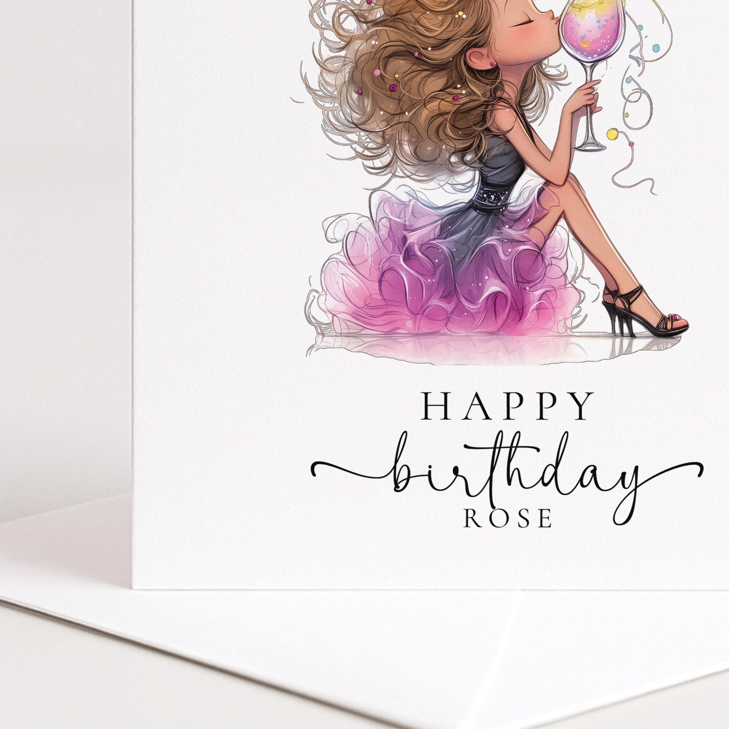 Personalised Birthday Card | Glamorous Stylish Cocktail Design - Whimsi Lilley