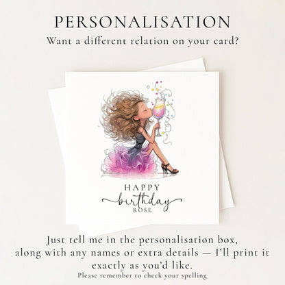 Personalised Birthday Card | Glamorous Stylish Cocktail Design - Whimsi Lilley