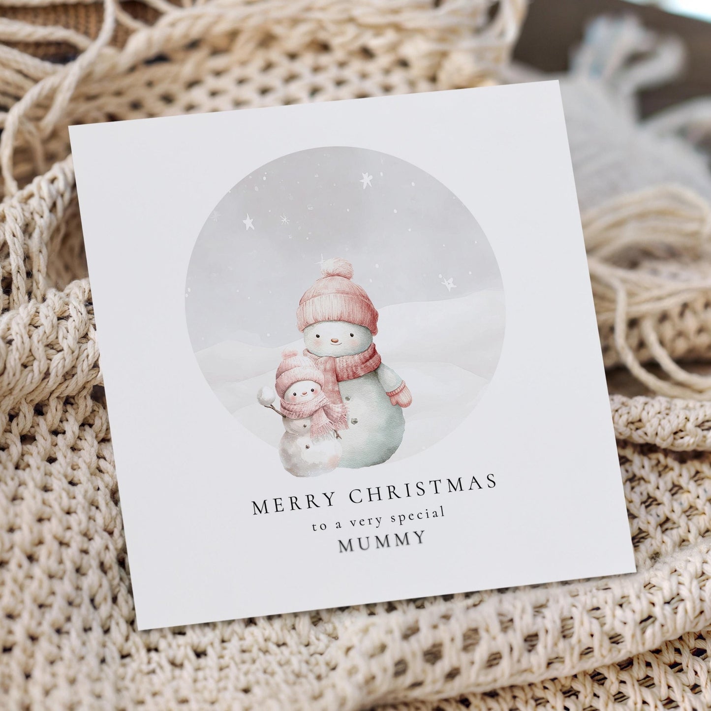 Personalised Christmas Card – Snowman Family Card From Daughter To Mummy | Matte Finish - Whimsi Lilley