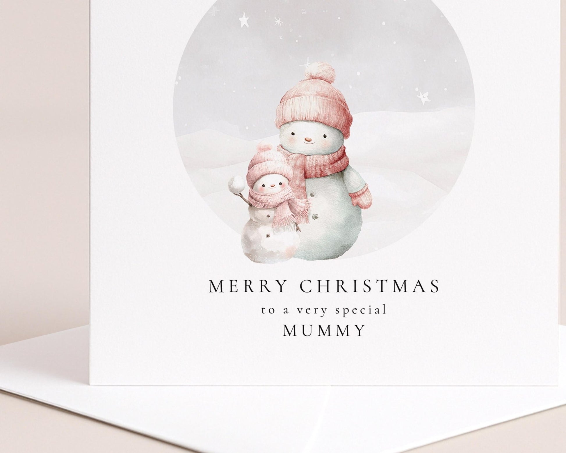 Personalised Christmas Card – Snowman Family Card From Daughter To Mummy | Matte Finish - Whimsi Lilley