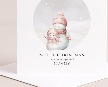 Personalised Christmas Card – Snowman Family Card From Daughter To Mummy | Matte Finish - Whimsi Lilley