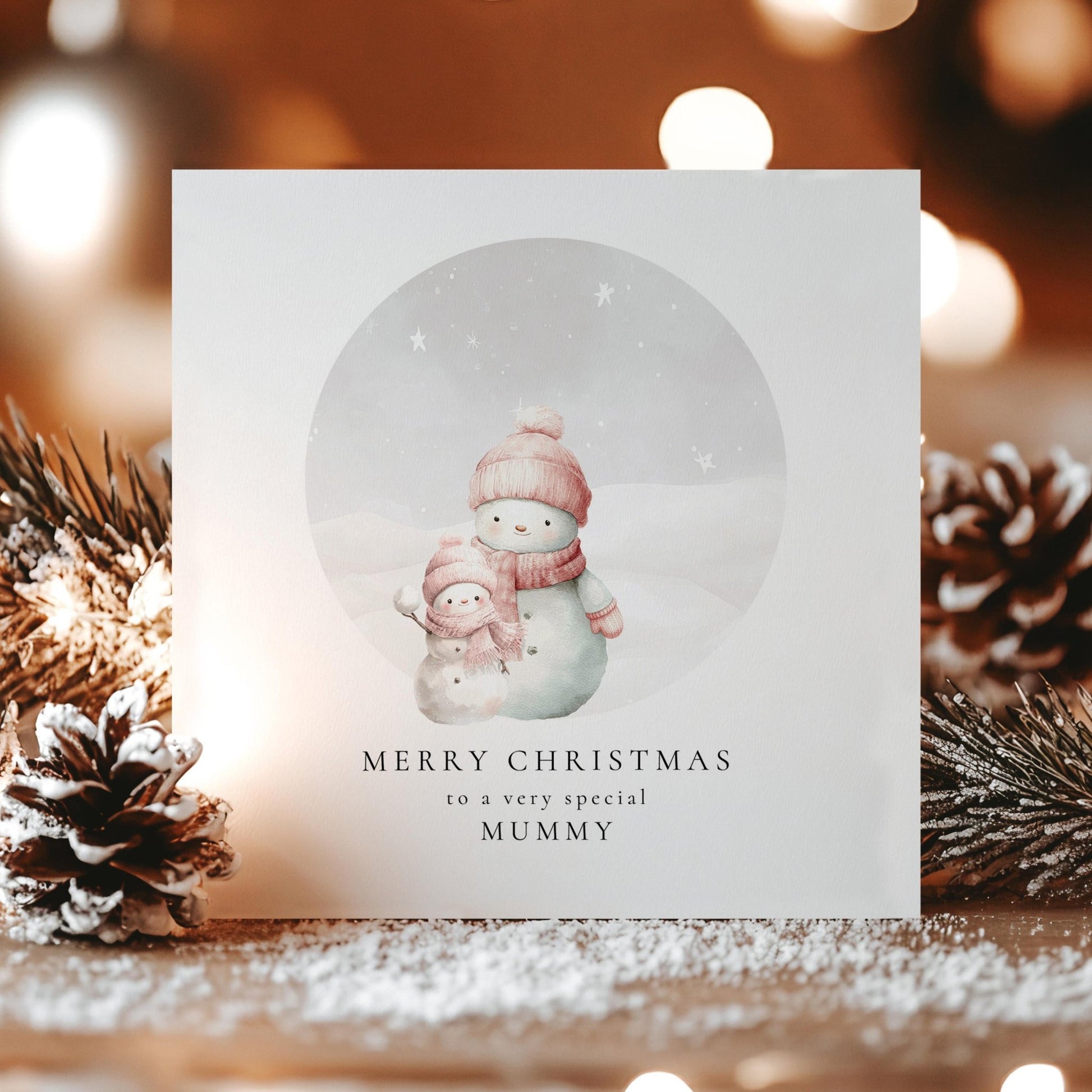Personalised Christmas Card – Snowman Family Card From Daughter To Mummy | Matte Finish - Whimsi Lilley