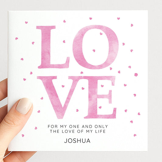 Personalised Love Card – Romantic Pink Hearts Greeting With Matte Finish - Whimsi Lilley
