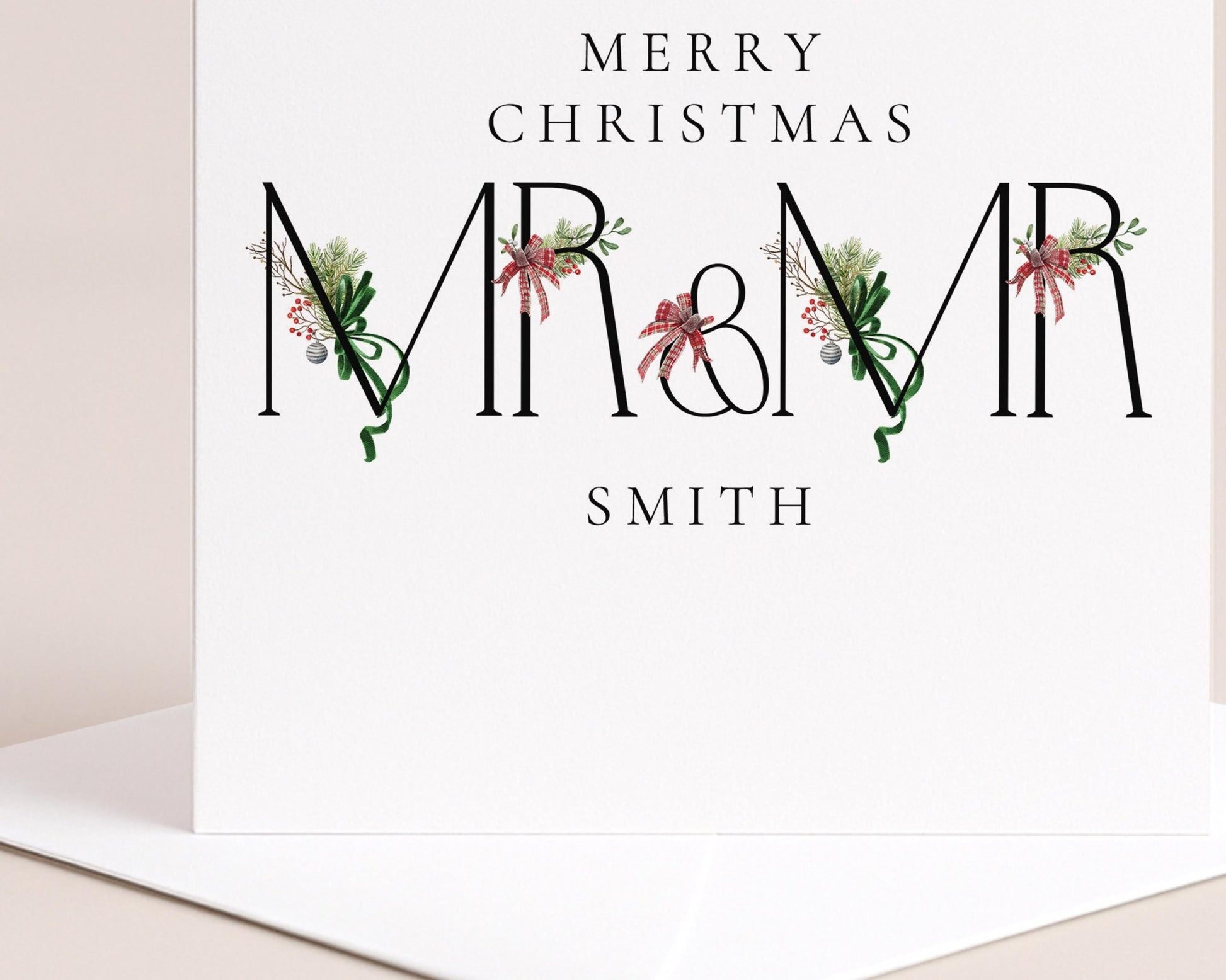 Personalised Mr And Mr Card – Luxury Christmas Greeting Card With Matte Finish - Whimsi Lilley