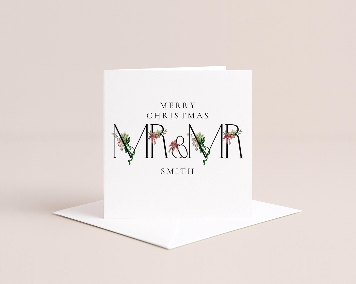 Personalised Mr And Mr Card – Luxury Christmas Greeting Card With Matte Finish - Whimsi Lilley