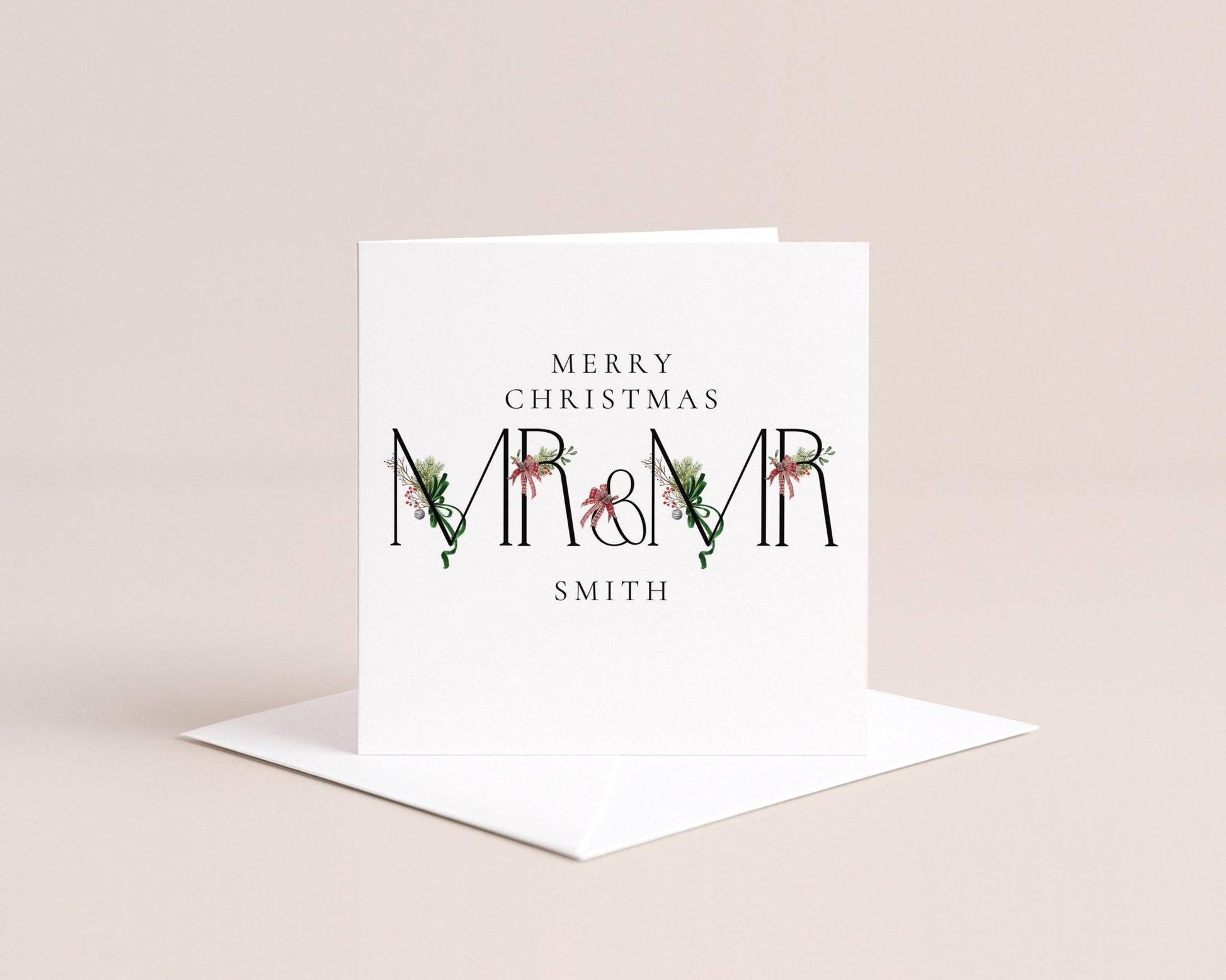 Personalised Mr And Mr Card – Luxury Christmas Greeting Card With Matte Finish - Whimsi Lilley