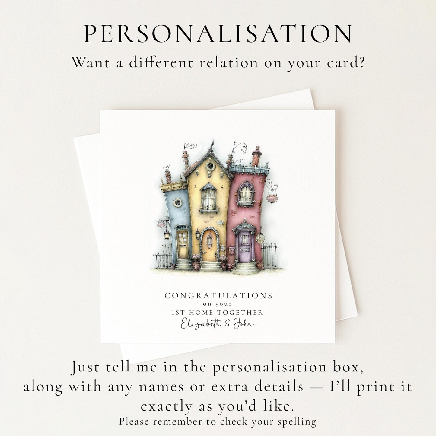 Personalised New Home Card – Colourful House Illustration | Matte Finish Card - Whimsi Lilley