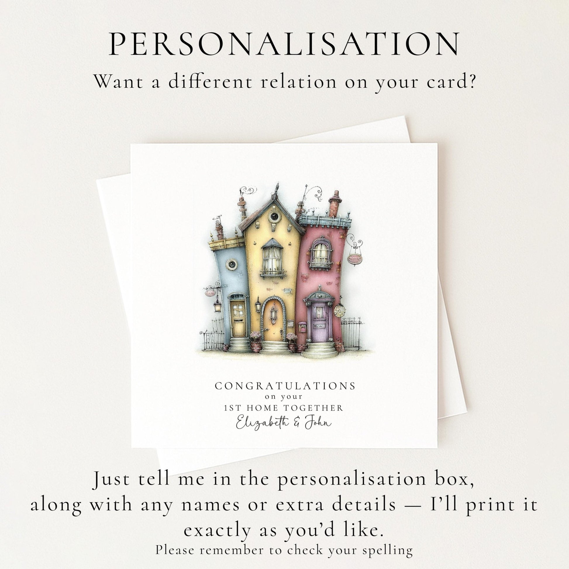 Personalised New Home Card – Colourful House Illustration | Matte Finish Card - Whimsi Lilley